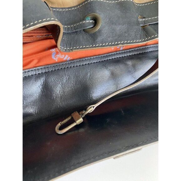 Mario Hernandez Leather Bag Shoulder Tan Black Tote Pockets  Check Pictures - Picture 12 of 16